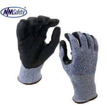 NMSAFETY comfortable fit HPPE nitrile coated oil/water proof cut resistant gloves level 5